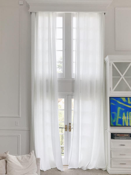 VELVET - Nylon blend dense pile sheer - White -extra long curtains - drapery - Loft Curtains